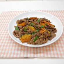 かぼちゃと牛肉の甘辛炒め