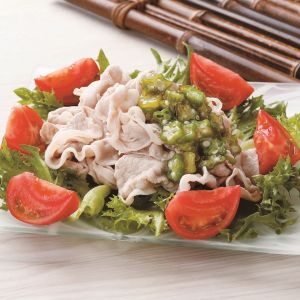 冷しゃぶのオクラ梅だれサラダ
