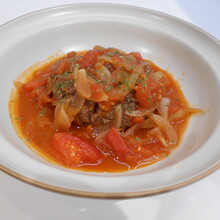 牛肉細切れで トマト煮込みハンバーグ